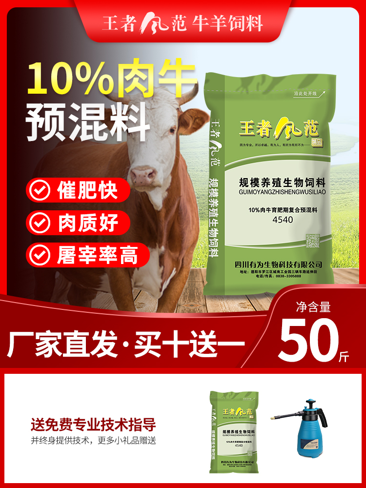 王者风范10%肉牛预混料催肥快肉质好屠宰率高