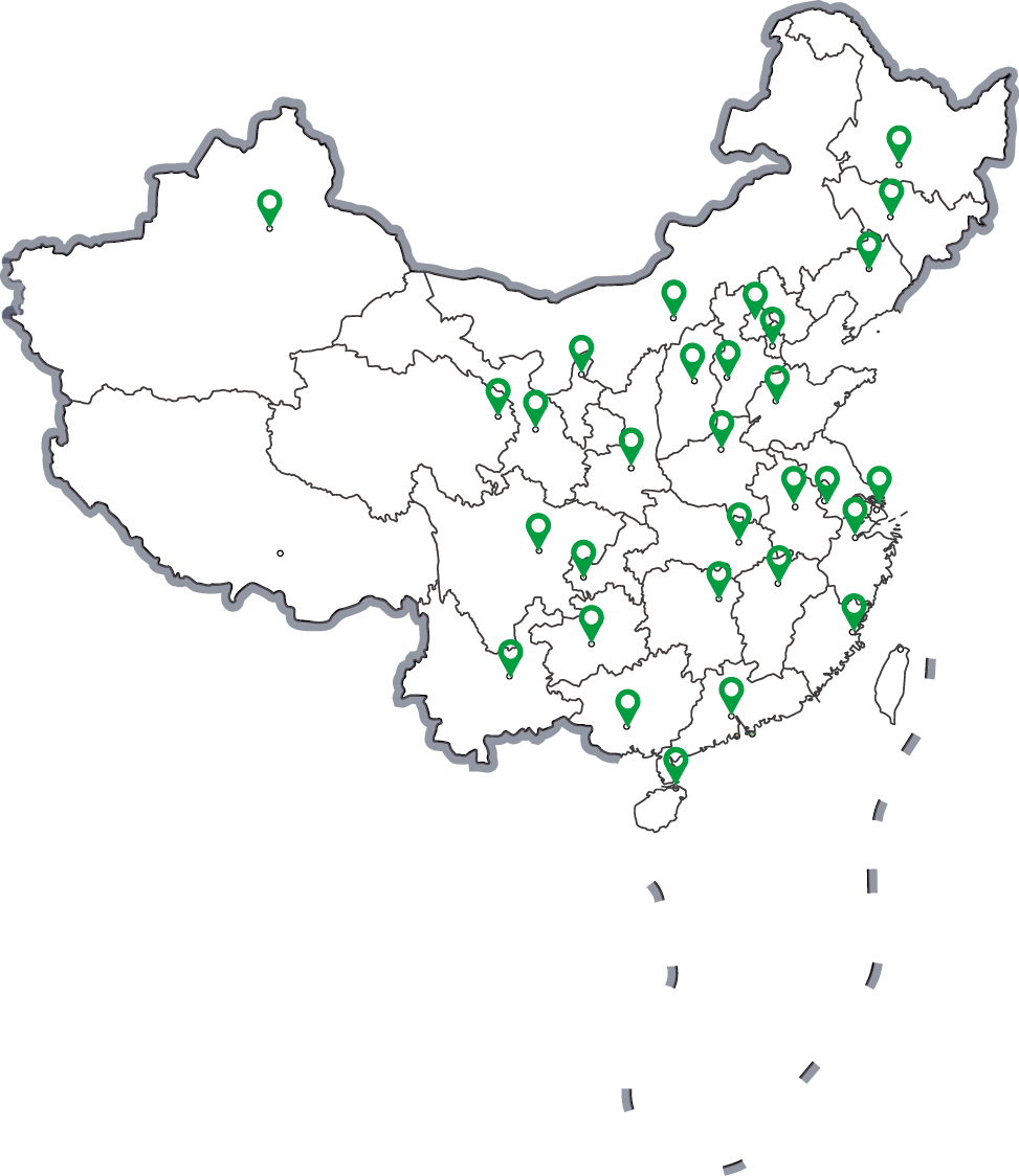 爱农云联智慧农场合作客户分布图